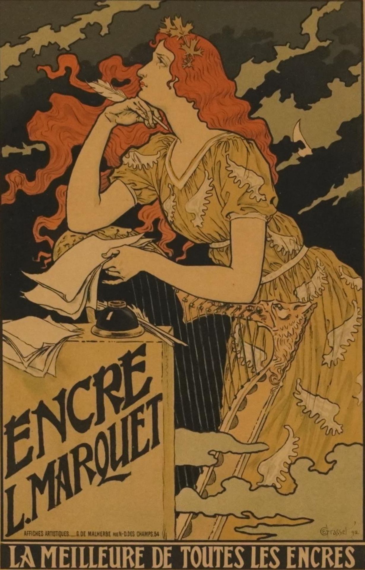 After Eugene Grasset - Encre L Marquet, French Art Nouveau lithograph in colour, indistinctly