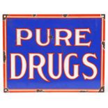 Pure Drugs enamel advertising sign, 37.5cm x 29cm