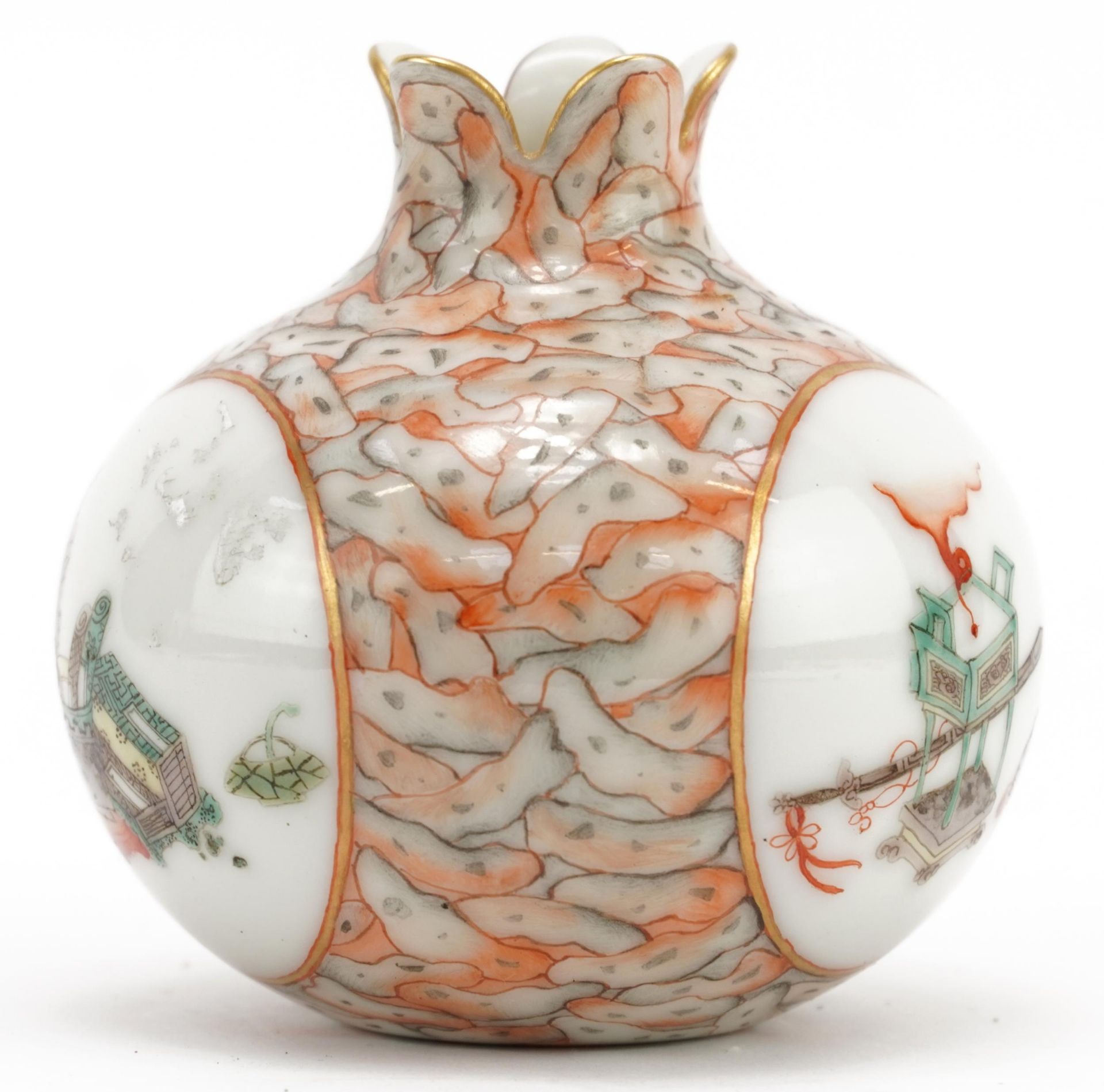 Chinese porcelain fois bois pomegranate vase hand painted in the famille verte palette with lucky - Image 3 of 6