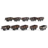 Ten Hornby O gauge tinplate model railway Southern Rail wagons