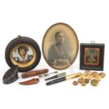 19th century and later sundry items including an 800 grade silver guitar, antique photographs,