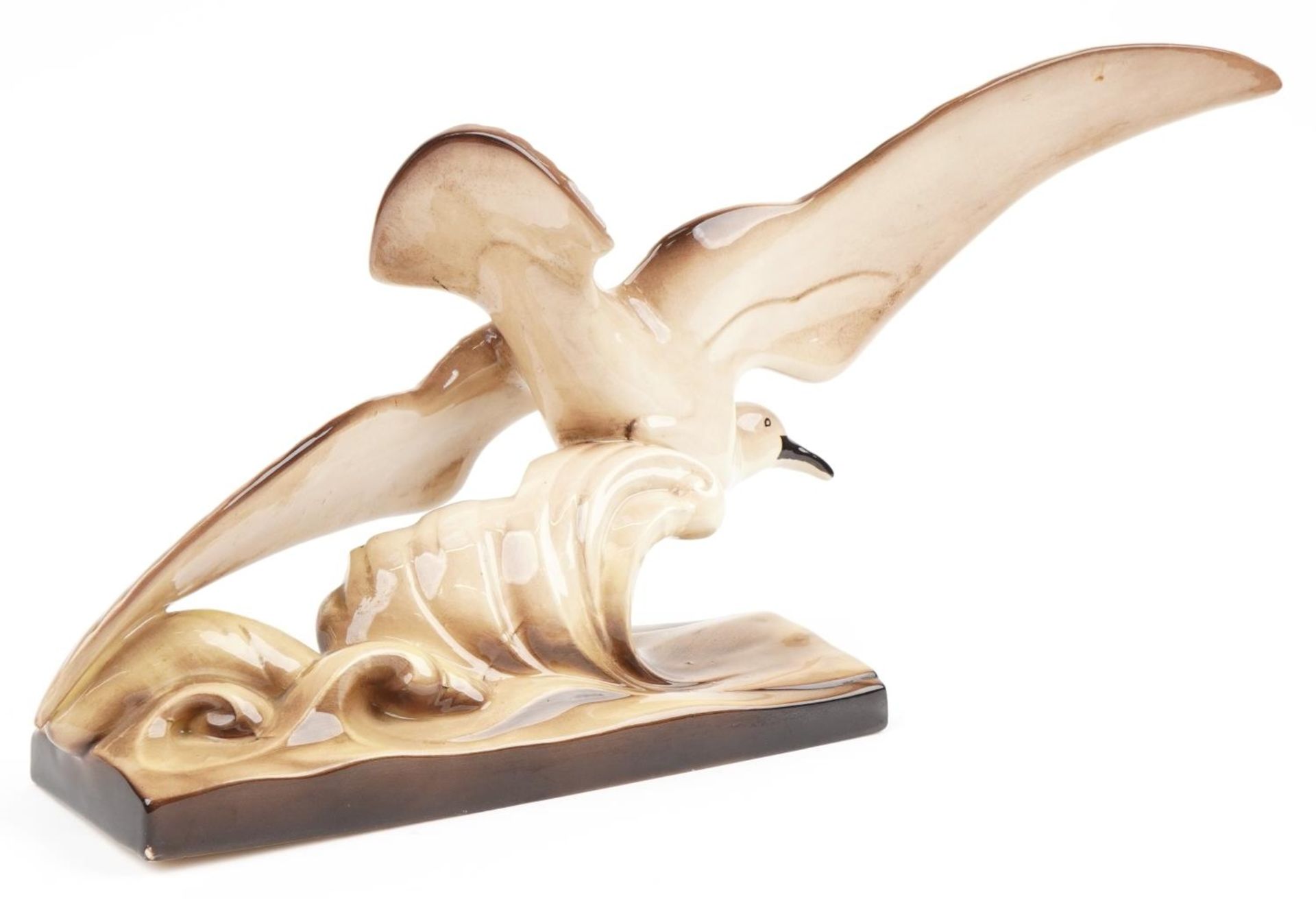 Art Deco style pottery sculpture in the form of a stylised gull, 74cm in length - Image 3 of 6