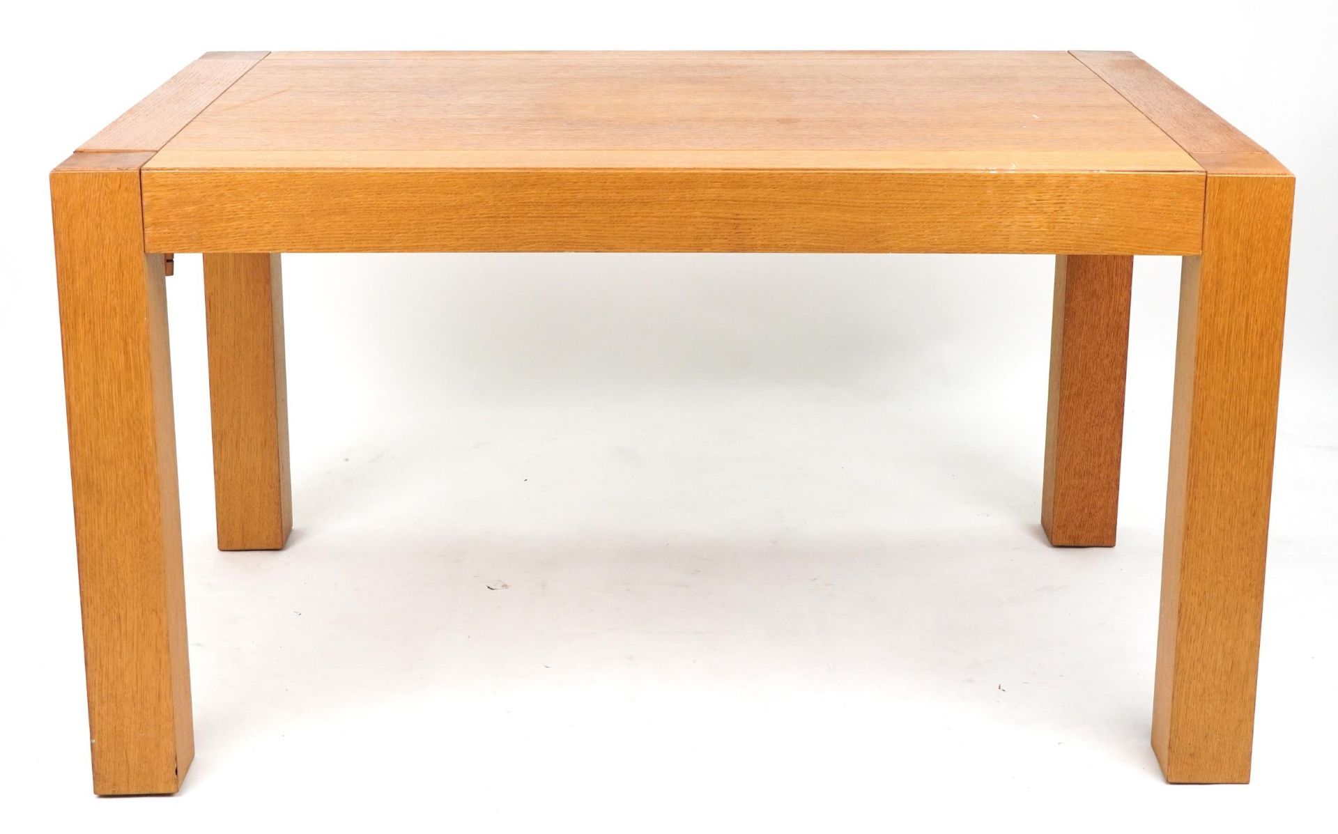 Contemporary light oak G Plan dining table, 76cm H x 142cm W x 90cm D