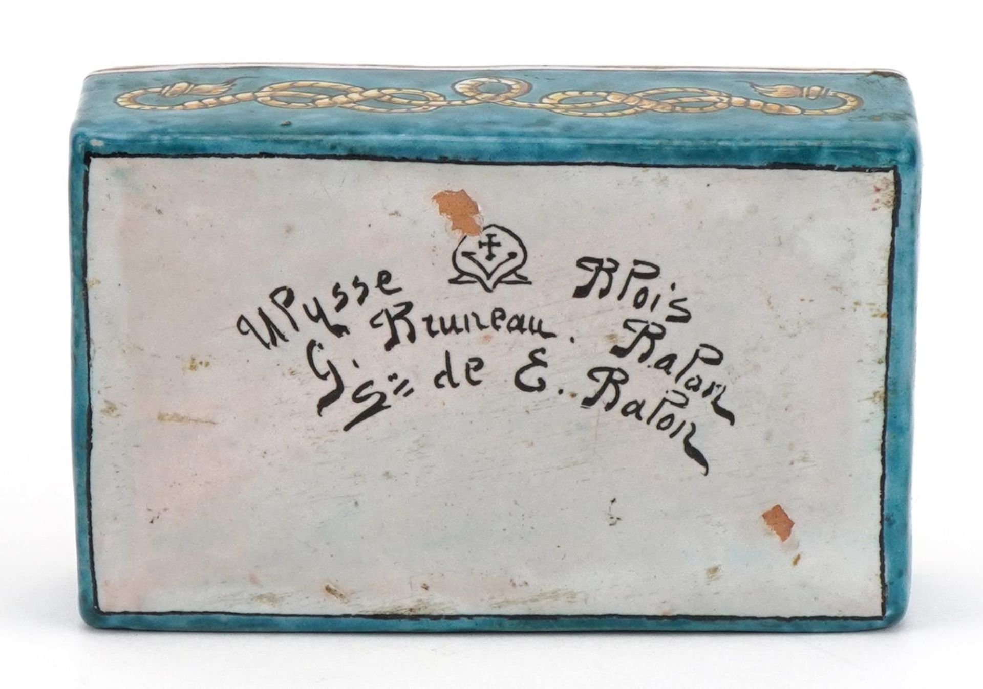 Ulysse Blois, 19th century French faience glazed pottery box and cover hand painted with fleur de - Image 8 of 8