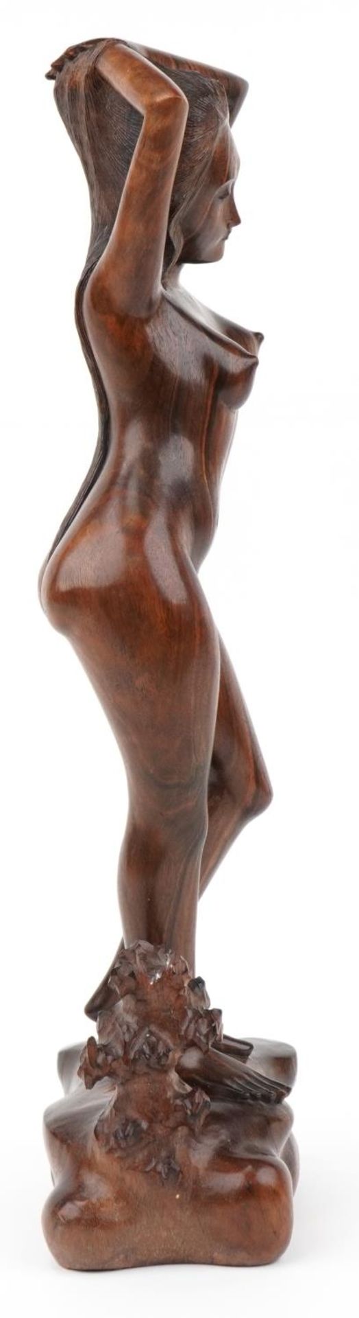 Thai tribal interest rosewood carving of a standing nude female, 52.5cm high - Image 10 of 14