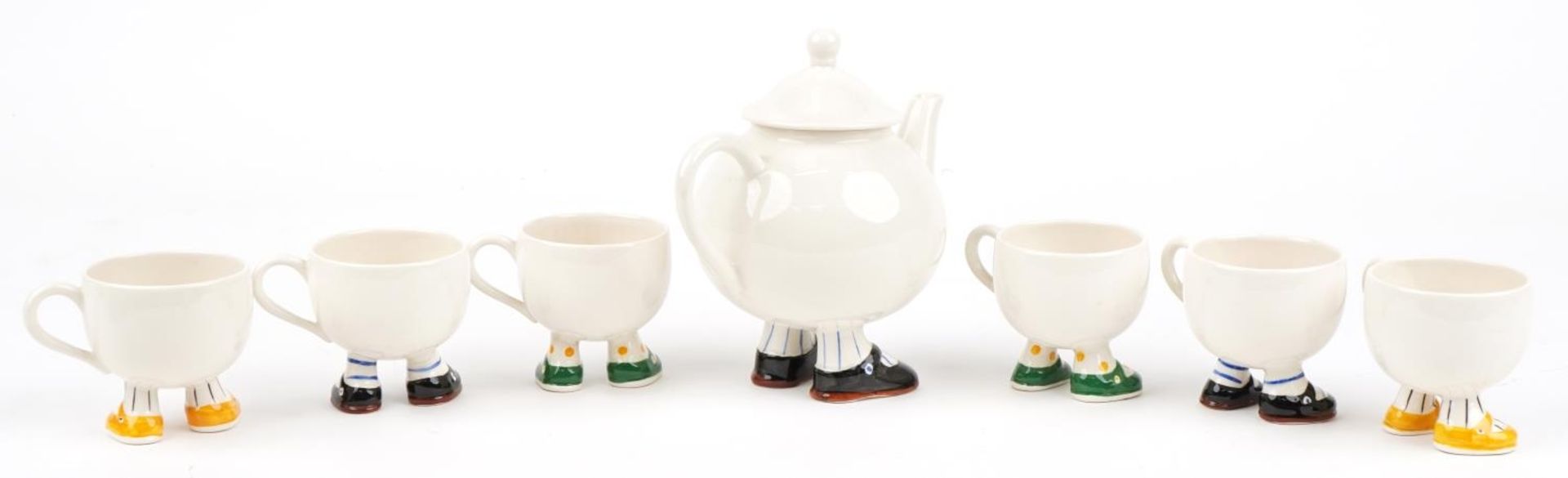 Carltonware Walking teaware comprising teapot and six cups, the largest 21cm in length - Image 8 of 12