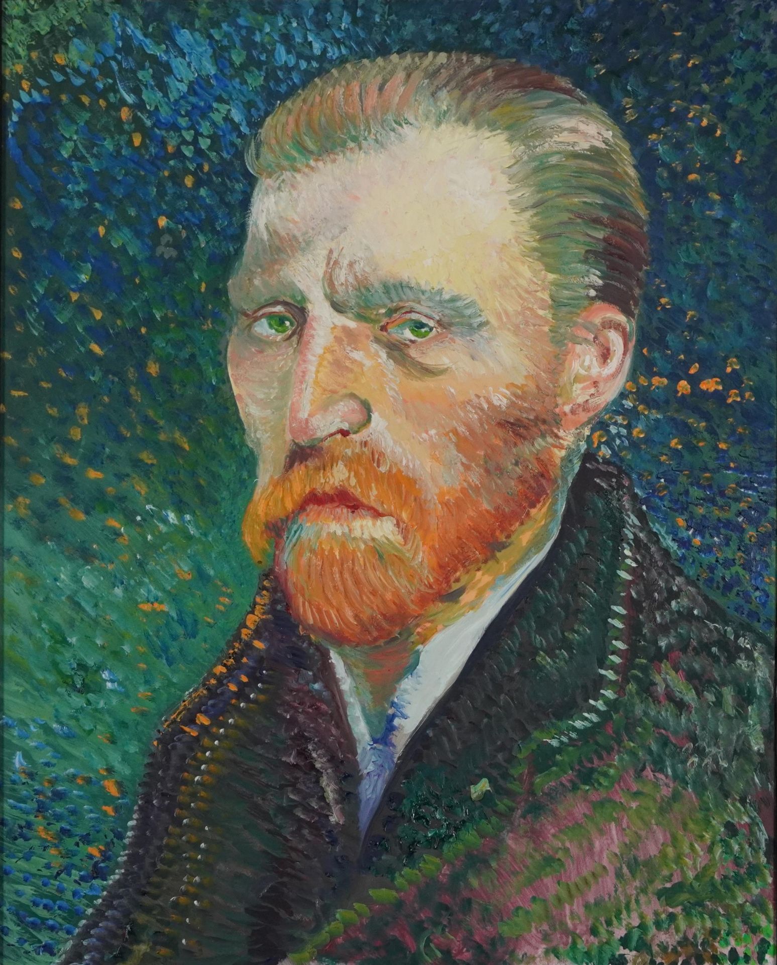 Clive Fredriksson, in the manner of Vincent van Gogh - Head and shoulders portrait, oil on board, - Image 2 of 6