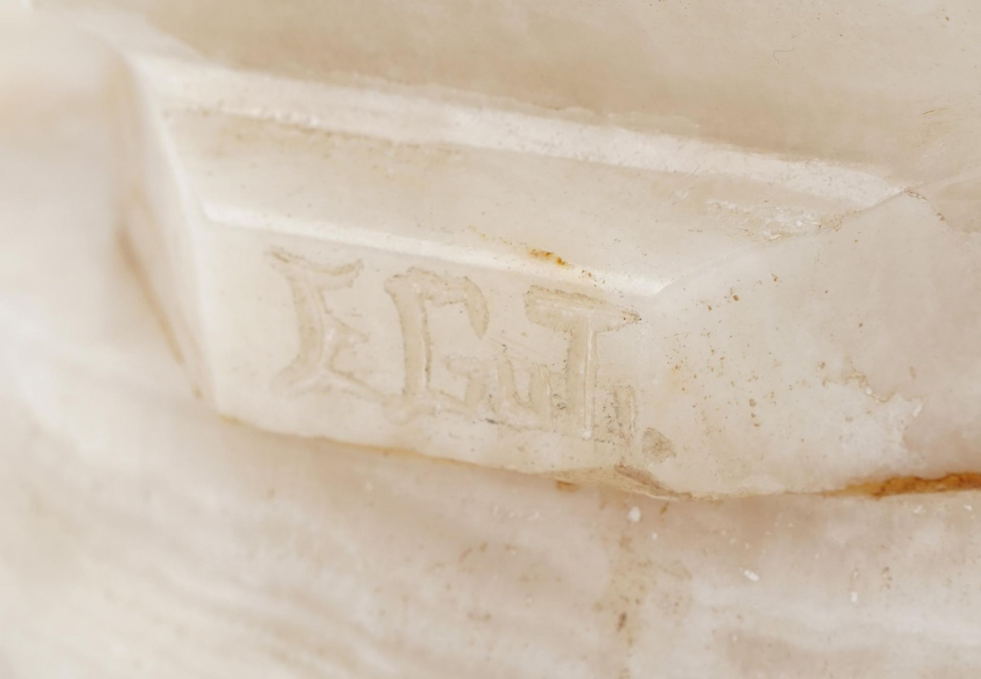 Large Modernist carved onyx sculpture in the form of a stylised nude female, engraved initials E G - Image 3 of 8