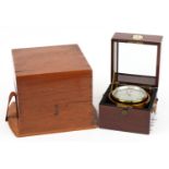 Dent of London, 19th century military issue brass marine chronometer with silvered dial having Roman