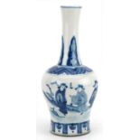 Chinese blue and white porcelain vase hand painted with figures, four figure character marks to