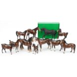 Ten Beswick brown horses and a Beswick Ware by Royal Doulton Black Beauty with box, the largest 25cm