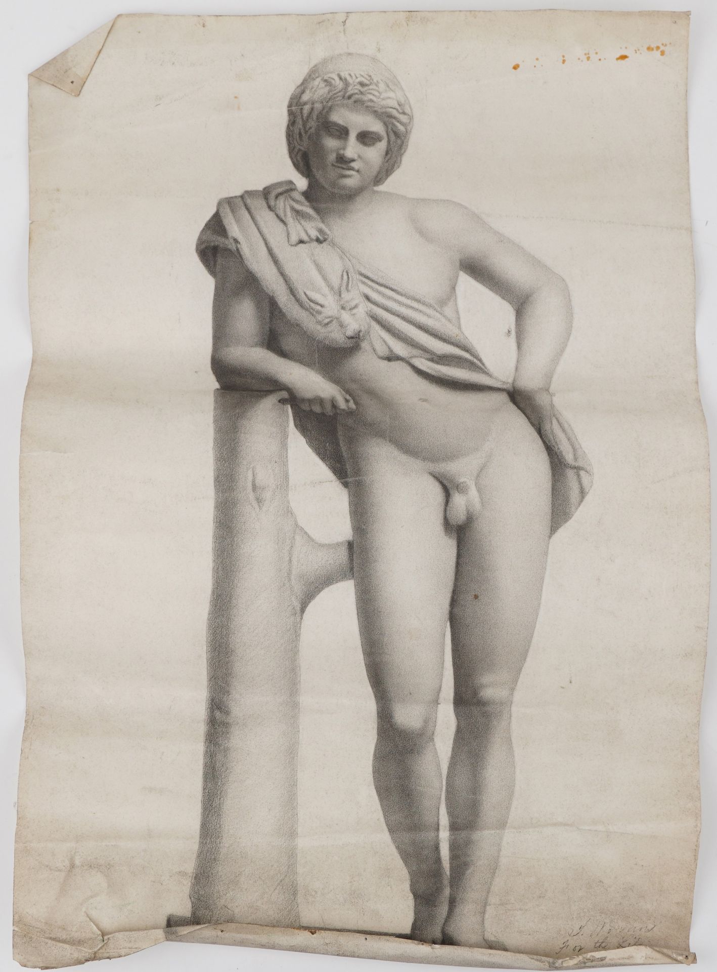 Full length studies of nude males, one wearing a Grecian robe and a head and shoulders portrait of a - Bild 11 aus 12