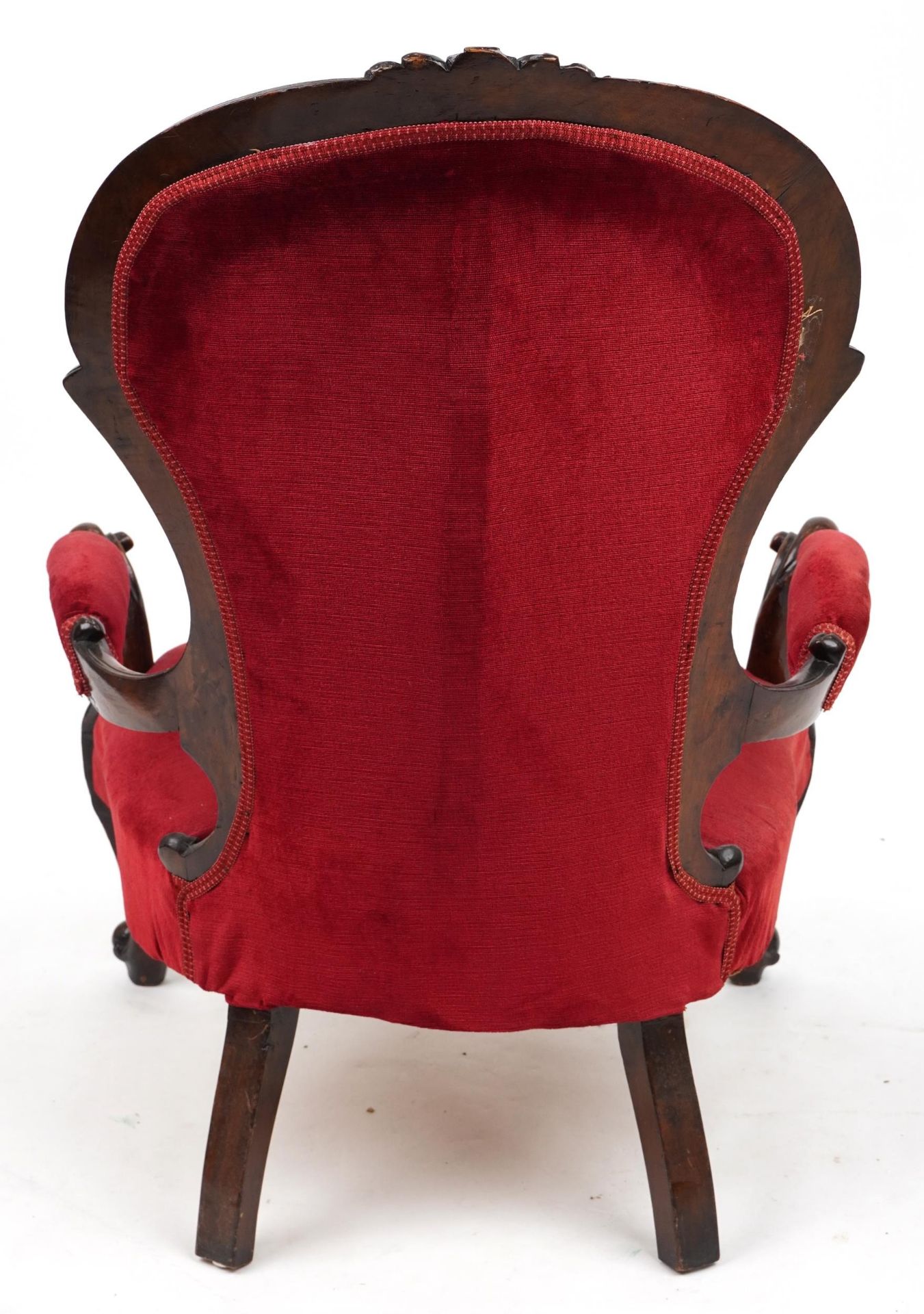 Victorian mahogany framed bedroom chair with red button back upholstery, 96cm high - Bild 4 aus 4