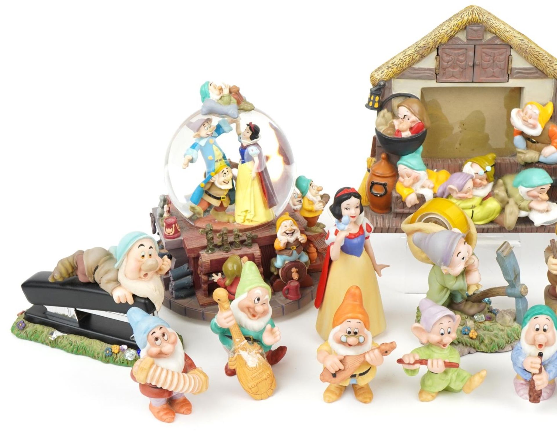 Collection of Walt Disney porcelain Snow White and the Seven Dwarfs figures including snow globe - Image 2 of 4