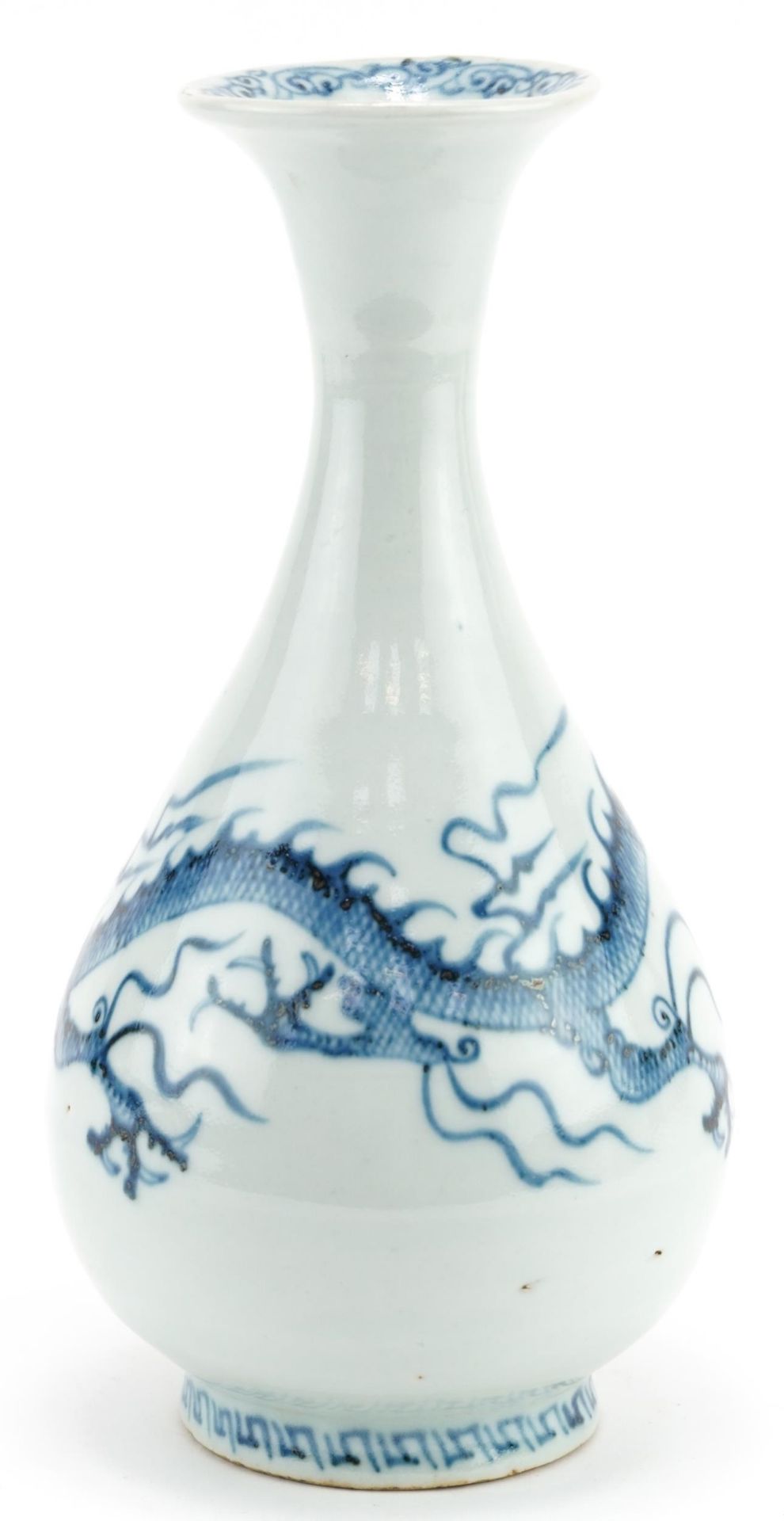 Chinese blue and white porcelain vase hand painted with a dragon, 25cm high - Image 2 of 4