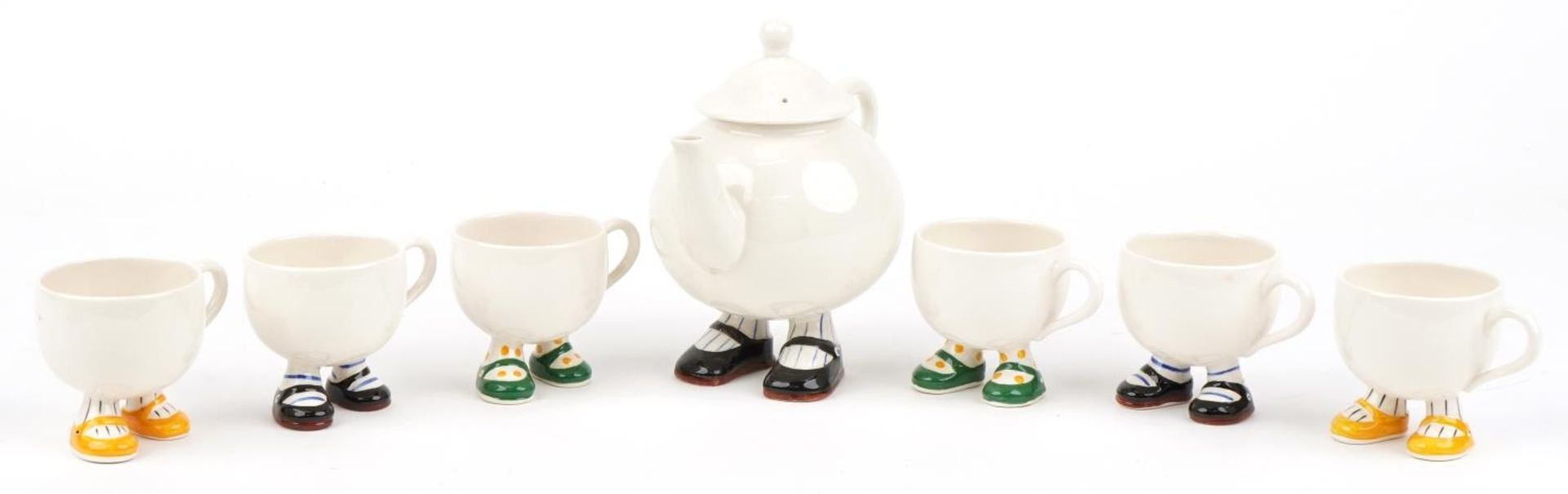 Carltonware Walking teaware comprising teapot and six cups, the largest 21cm in length - Image 2 of 12