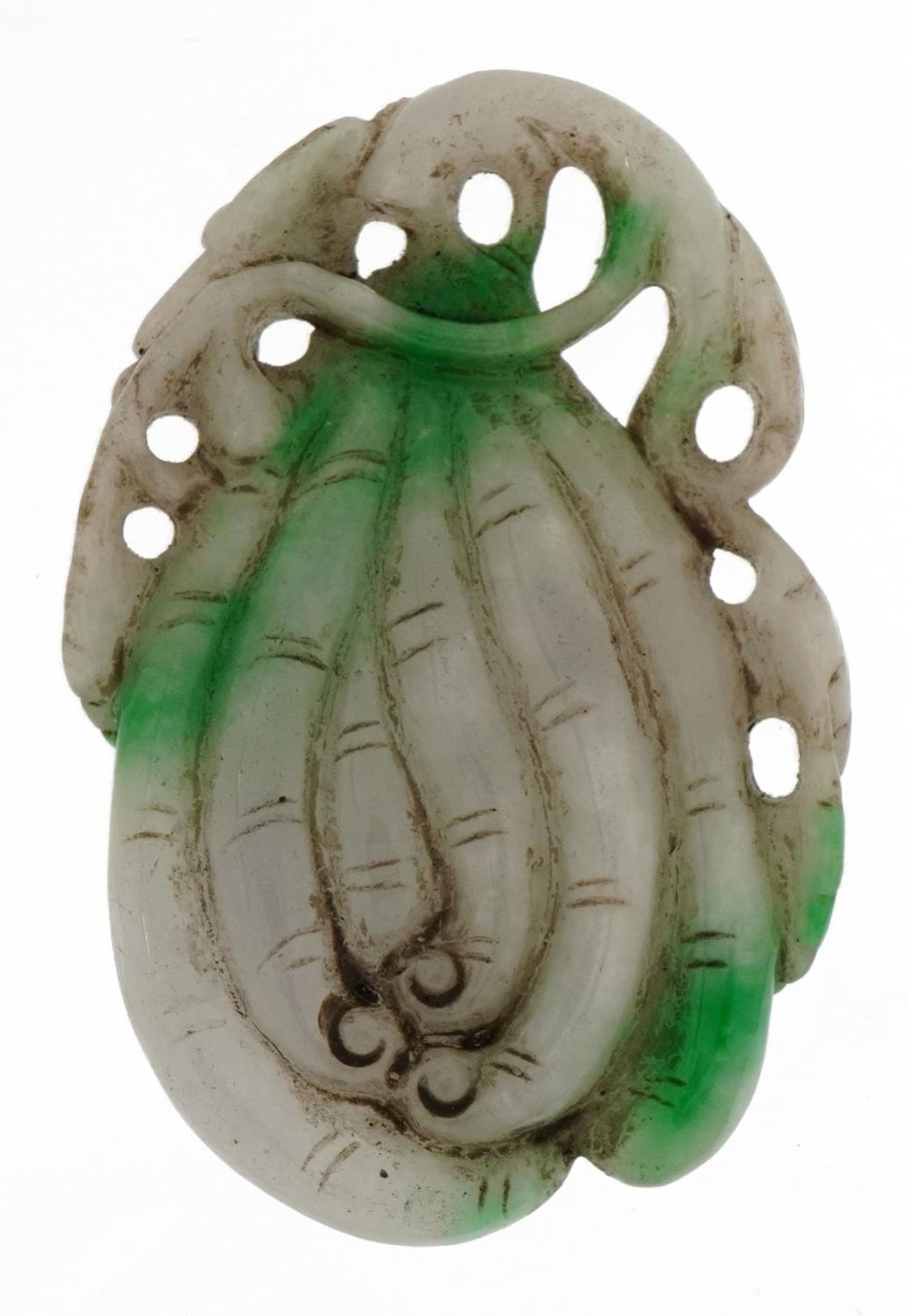 Chinese jade panel carved with a bat, 8.5cm wide - Image 2 of 2