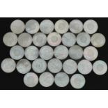 Good collection of thirty Chinese Canton mother of pearl gaming counters carved with figures and