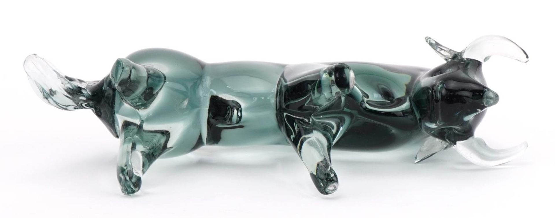 Murano Seguso two colour sculpture in the form of a stylised bull, 23cm in length - Image 6 of 6