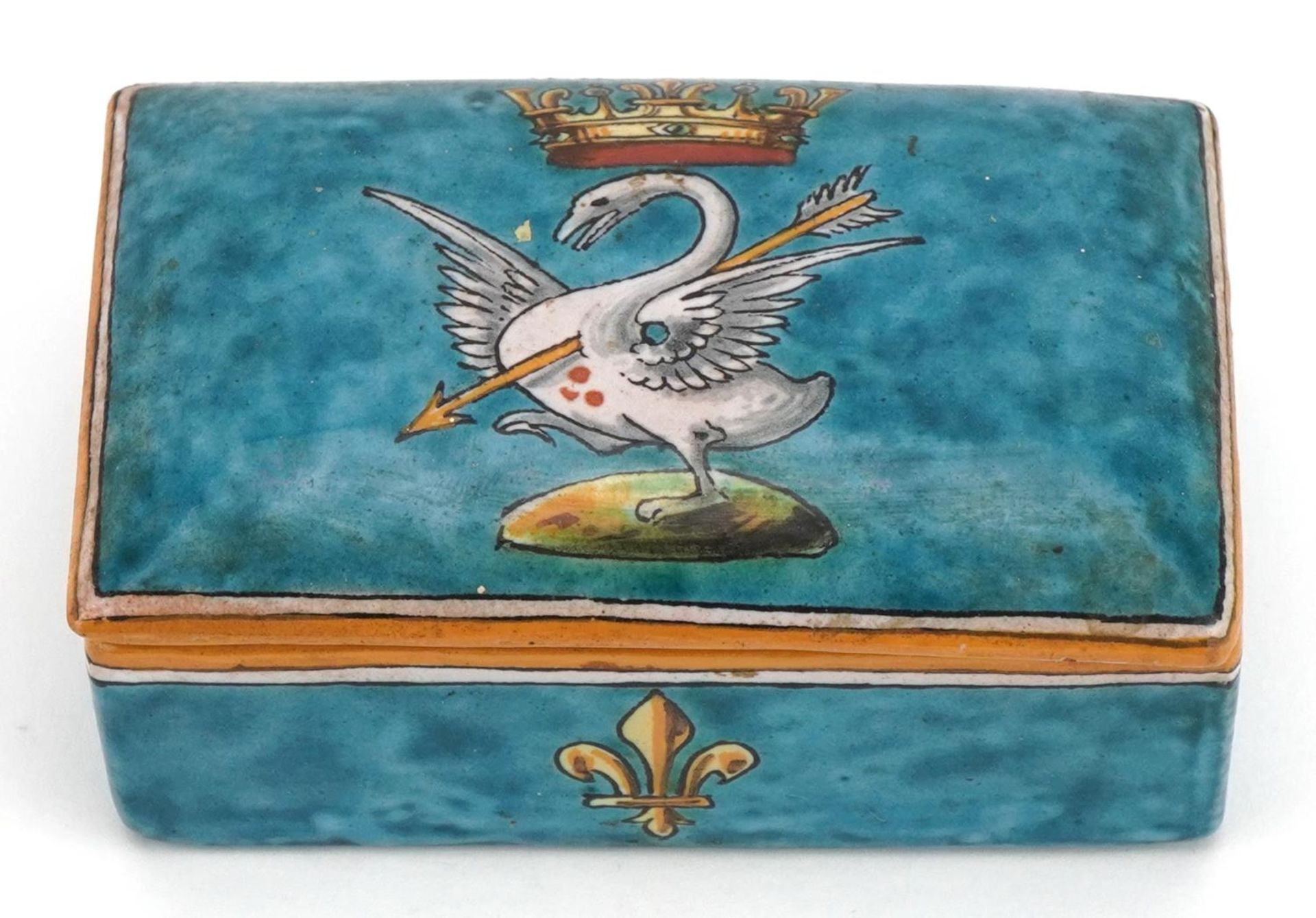 Ulysse Blois, 19th century French faience glazed pottery box and cover hand painted with fleur de - Image 4 of 8
