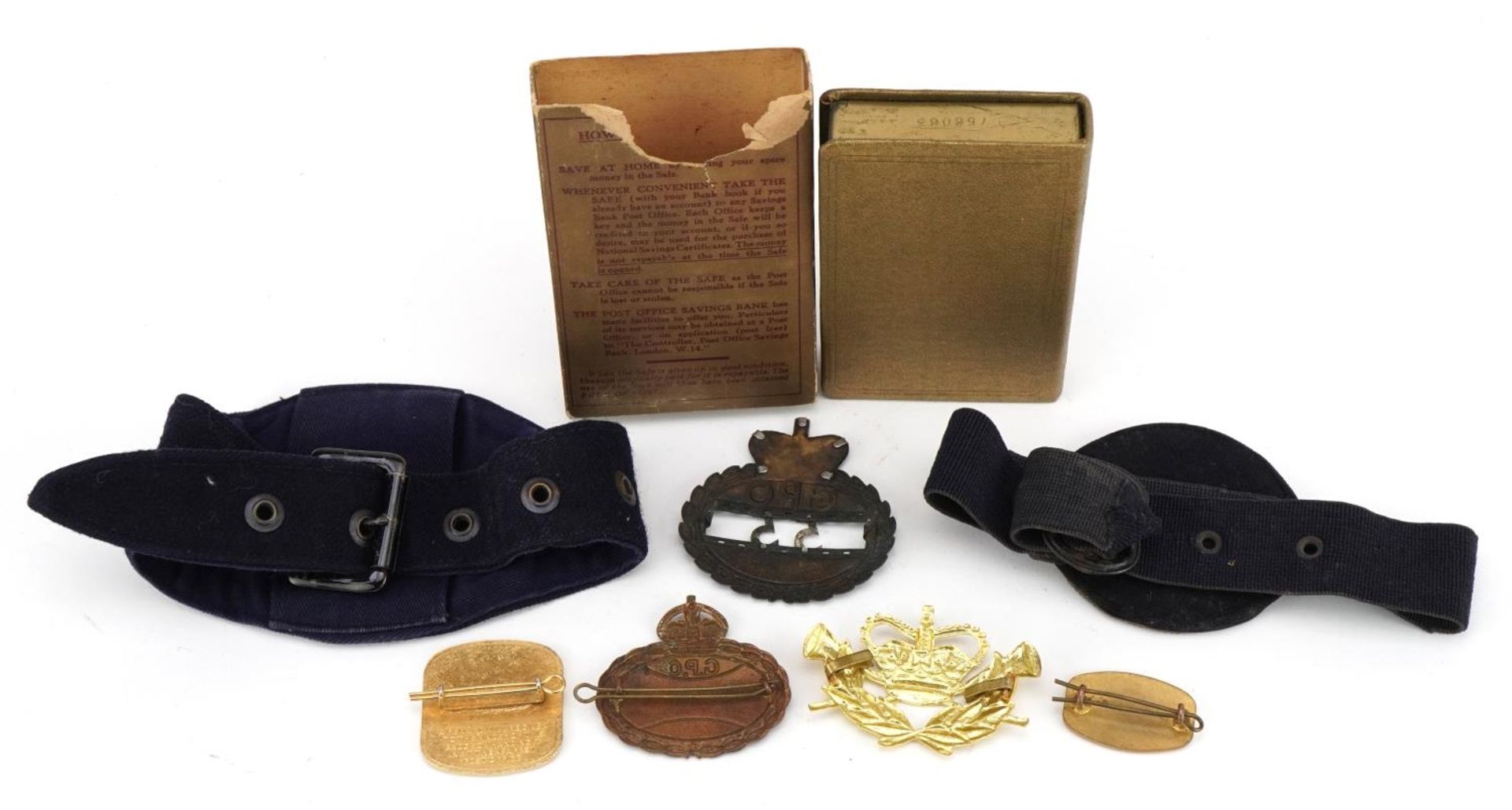 Post Office collectables including early postman armband, badges and Savings Bank - Image 4 of 5