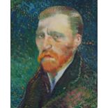 Clive Fredriksson, in the manner of Vincent van Gogh - Head and shoulders portrait, oil on board,