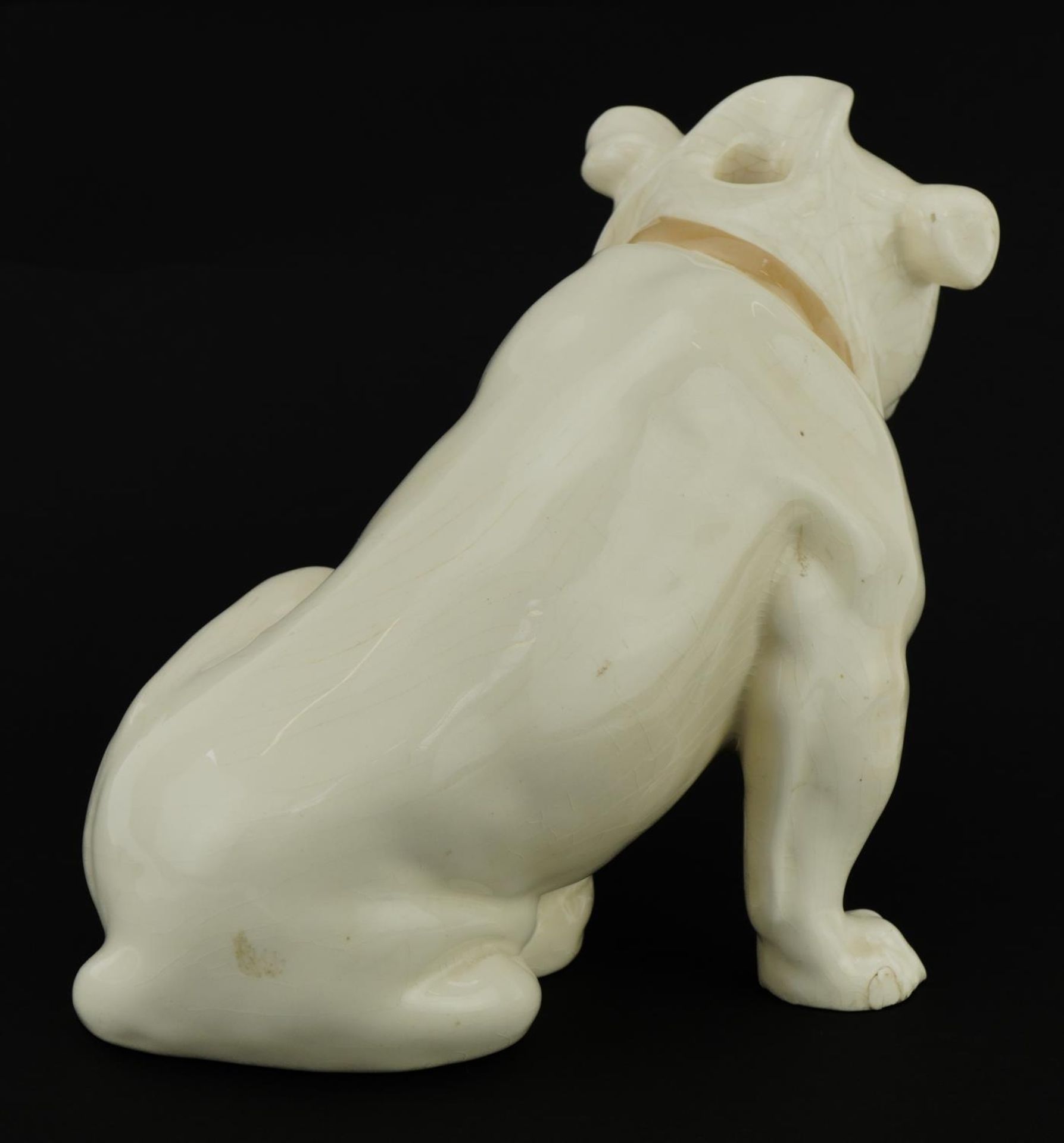 Bols crackle glaze pottery decanter in the form of a Bulldog, 22cm in length - Image 5 of 6