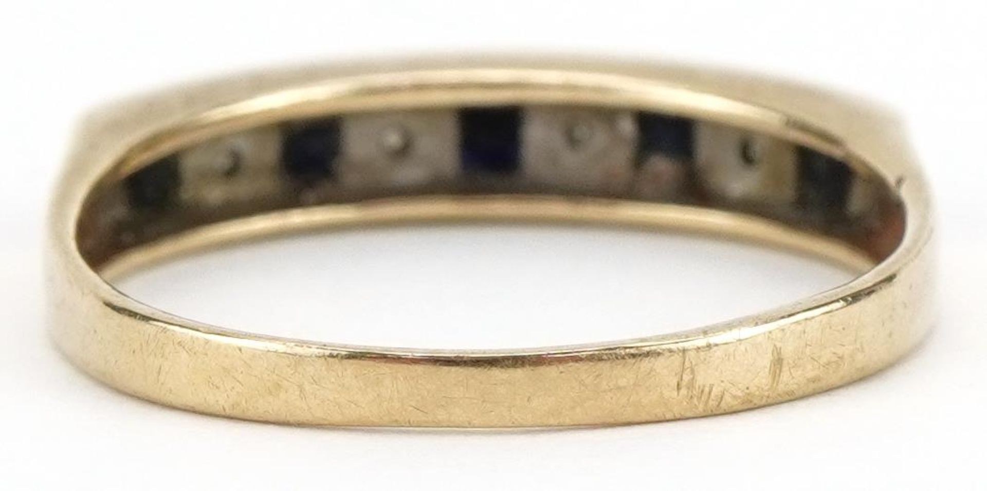 9ct gold sapphire and diamond half eternity ring, size N, 1.8g - Bild 2 aus 4
