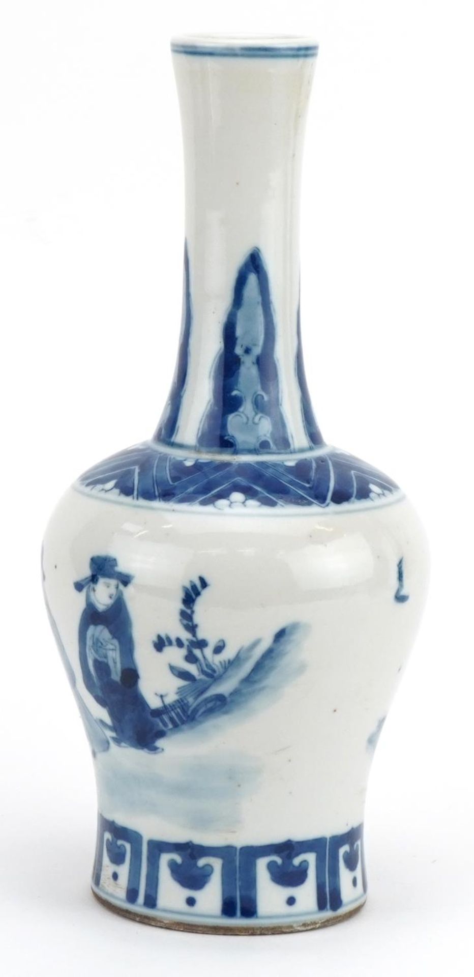 Chinese blue and white porcelain vase hand painted with figures, four figure character marks to - Image 2 of 6