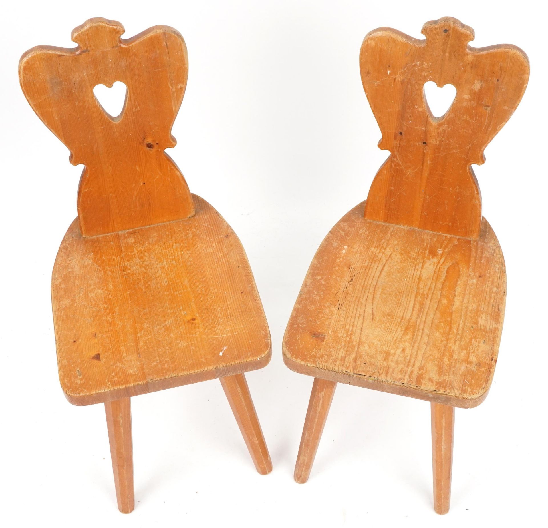 Pair of pine hall chairs, 83cm high - Bild 2 aus 3