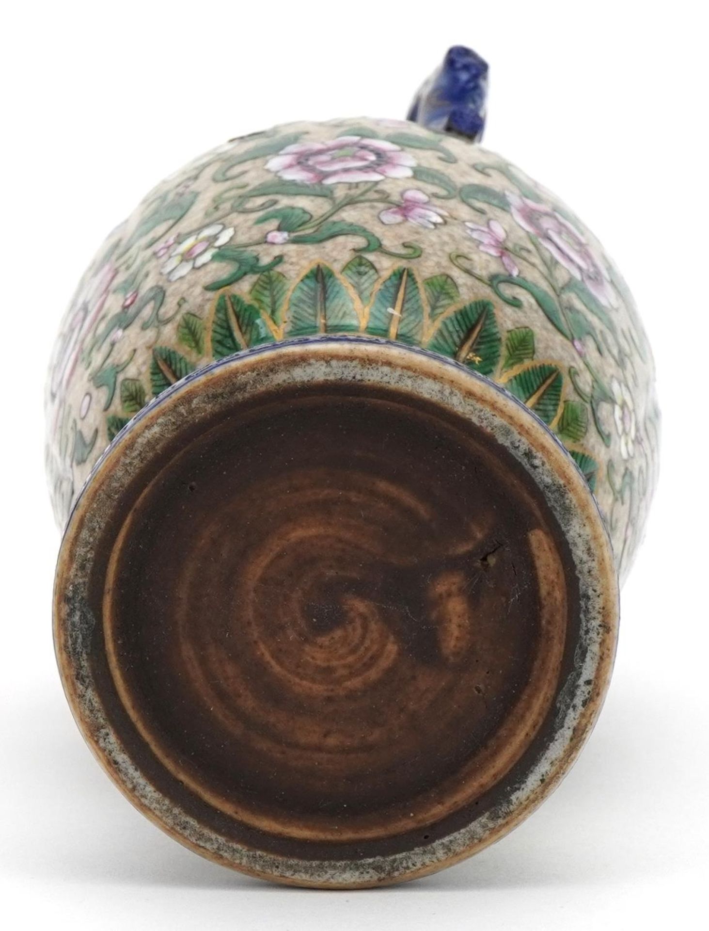 Chinese porcelain vase with animalia twin handles hand painted in the famille rose palette with - Image 7 of 7