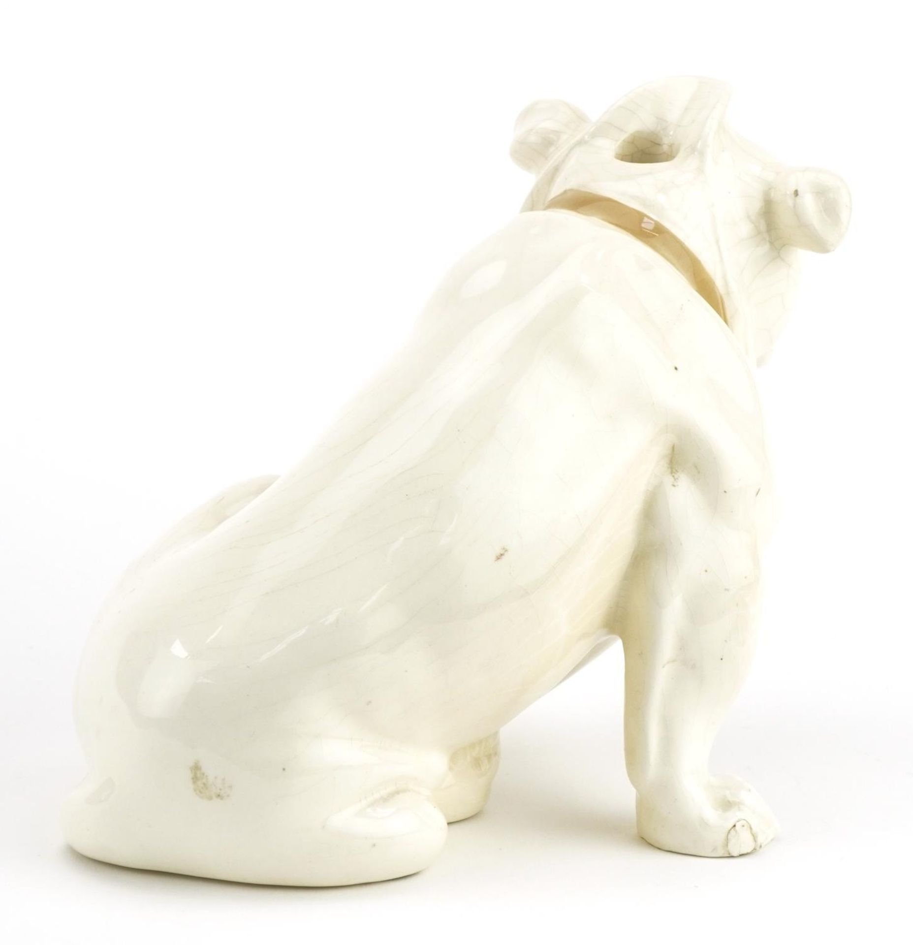 Bols crackle glaze pottery decanter in the form of a Bulldog, 22cm in length - Image 2 of 6