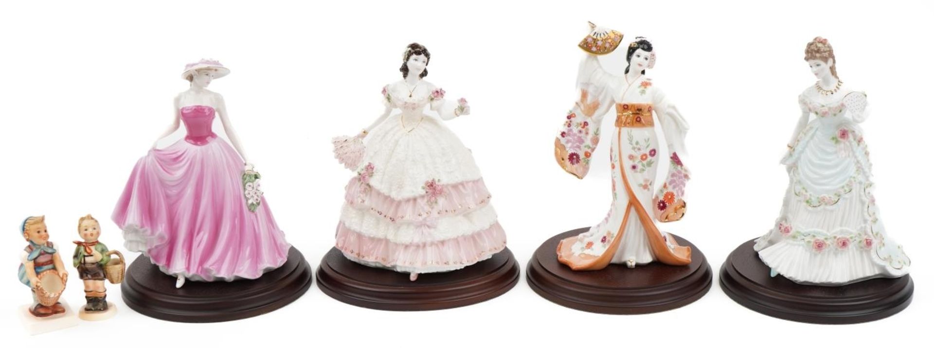 Six Royal Worcester, Coalport and Hummel figures including Olivia limited edition 5783 and A Royal