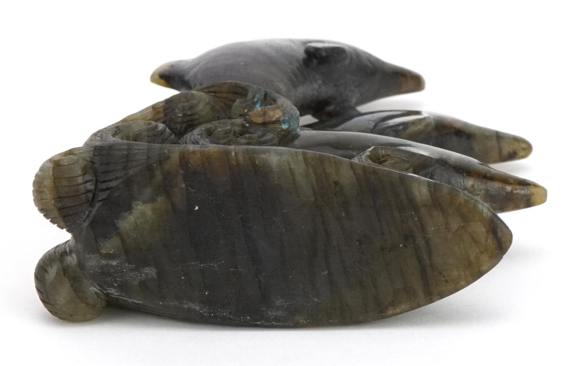 Labradorite carving of three dolphins, 15cm high - Image 5 of 6