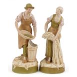 Royal Dux, pair of Art Nouveau Czechoslovakian peasants numbered 2469 and 2470, the largest 29cm