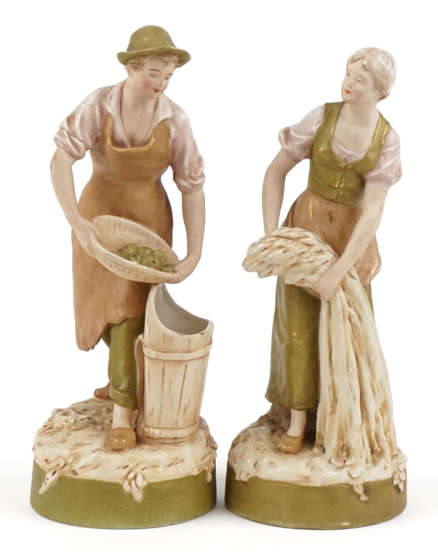 Royal Dux, pair of Art Nouveau Czechoslovakian peasants numbered 2469 and 2470, the largest 29cm