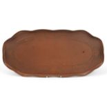 Art Nouveau copper tray engraved with stylised motifs, 57cm wide