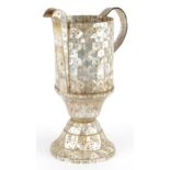 Indian Goa mother of pearl jug formed of pinned sections, 25cm high