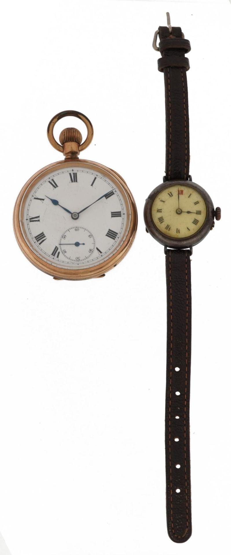 Gentlemen's military interest trench watch with enamelled dial and yellow metal American Amrok - Image 2 of 5