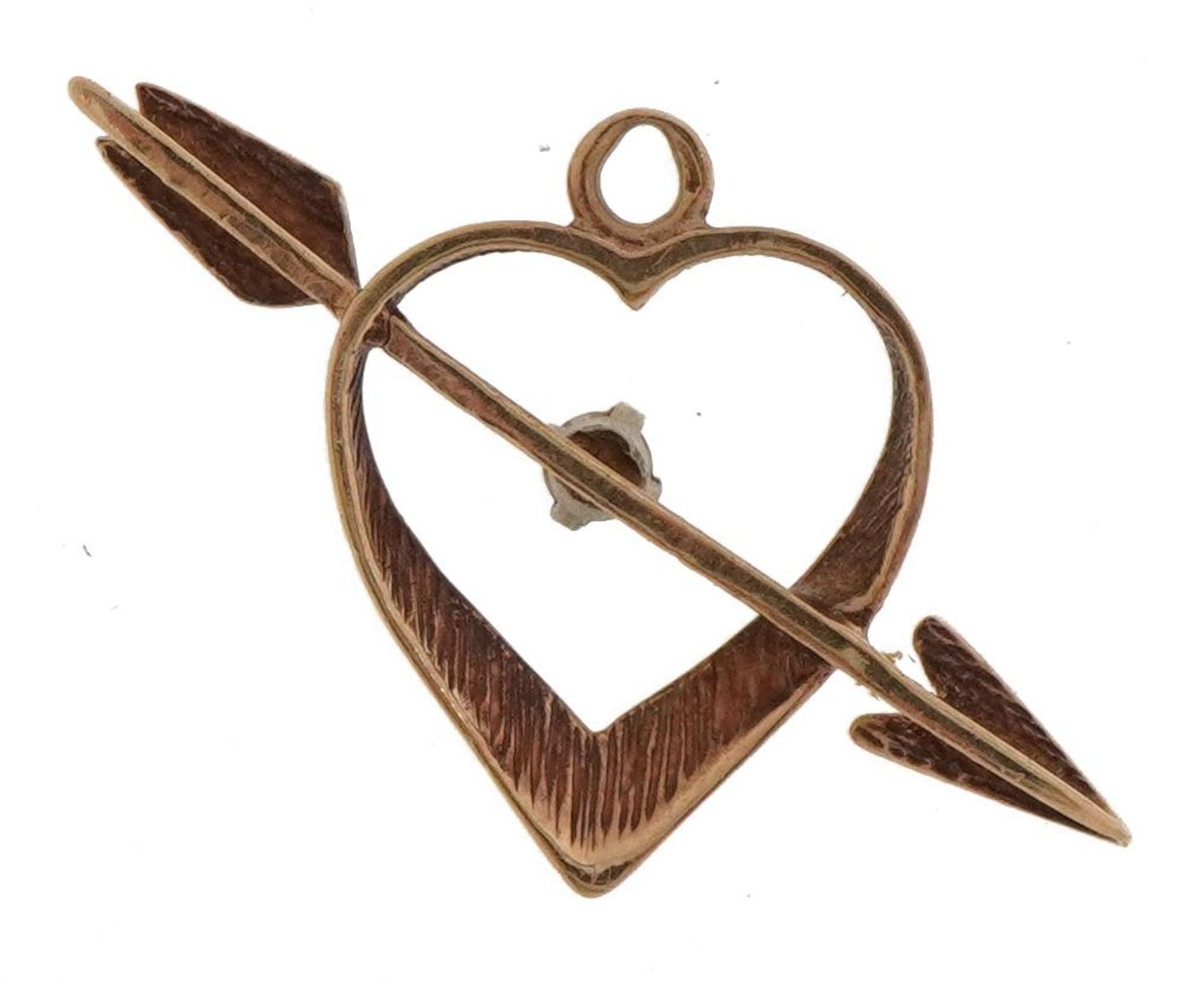 Unmarked gold diamond love heart pendant, 1.6cm high, 0.6g - Image 2 of 2