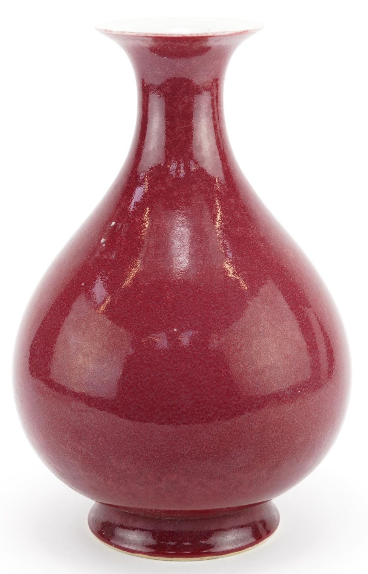 Chinese porcelain vase having a sang de boeuf glaze, six figure character marks to the base, 30cm