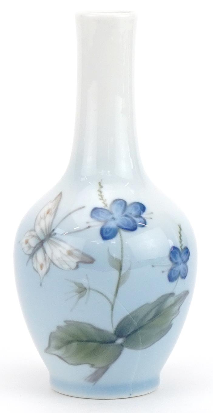 Royal Copenhagen porcelain vase hand painted with butterfly amongst flowers, numbered 2683 to the