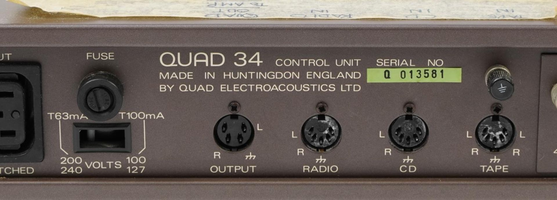 Quad audio equipment including FM4 tuner and 34 control unit, sold as seen - Image 3 of 4