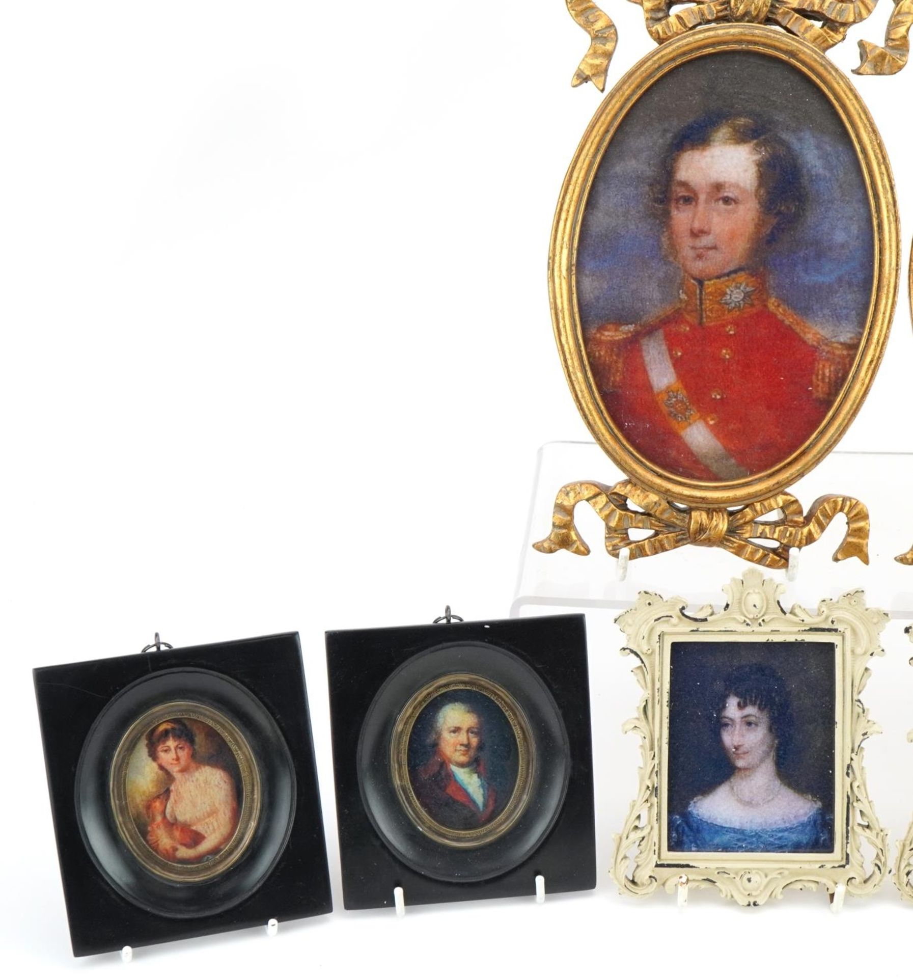 Four pairs of portrait miniatures including gentleman wearing military dress, the largest overall - Bild 2 aus 5