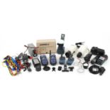 Collection of security cameras, accesories and walkie talkies