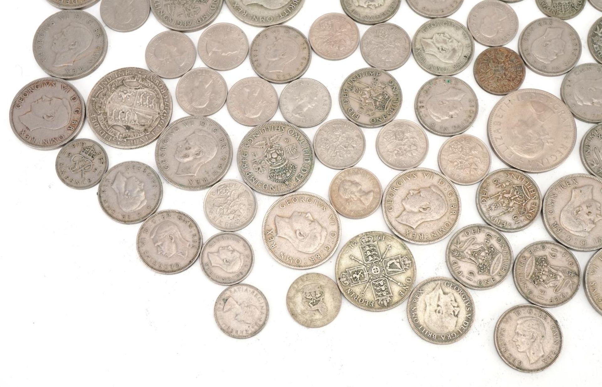 British pre decimal coinage, some pre 1947, including florins and sixpences - Image 4 of 5