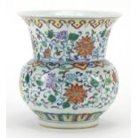 Chinese doucai porcelain vase decorated with flowers, six figure character marks to the base, 15cm