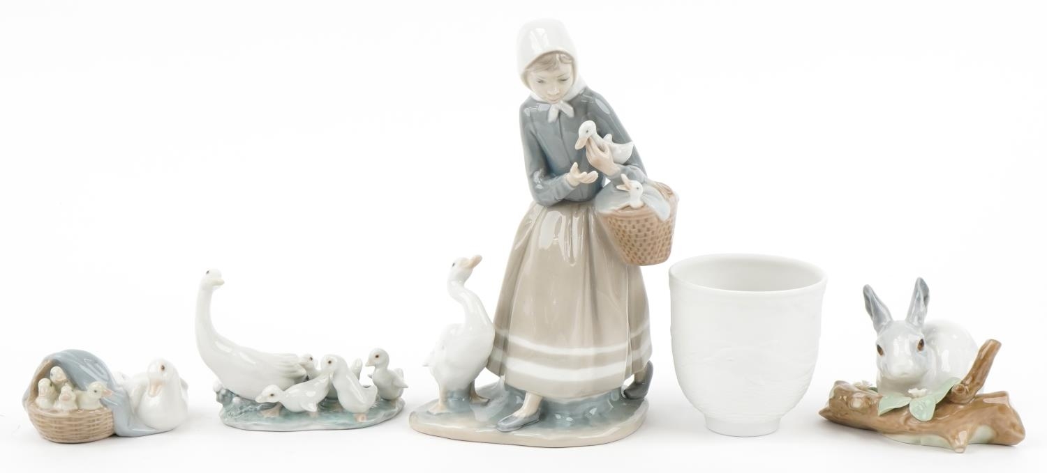 Four Lladro porcelain animals, figures and a bell with boxes, the largest 22cm high - Image 4 of 10