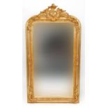 Large ornate gilt framed wall mirror with bevelled glass 158cm high x 84cm wide