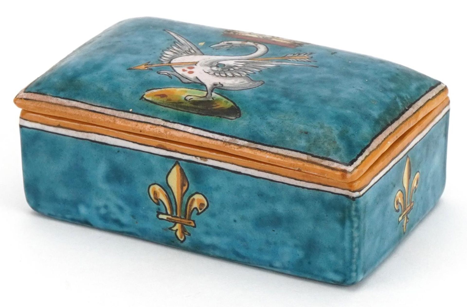 Ulysse Blois, 19th century French faience glazed pottery box and cover hand painted with fleur de - Image 2 of 8
